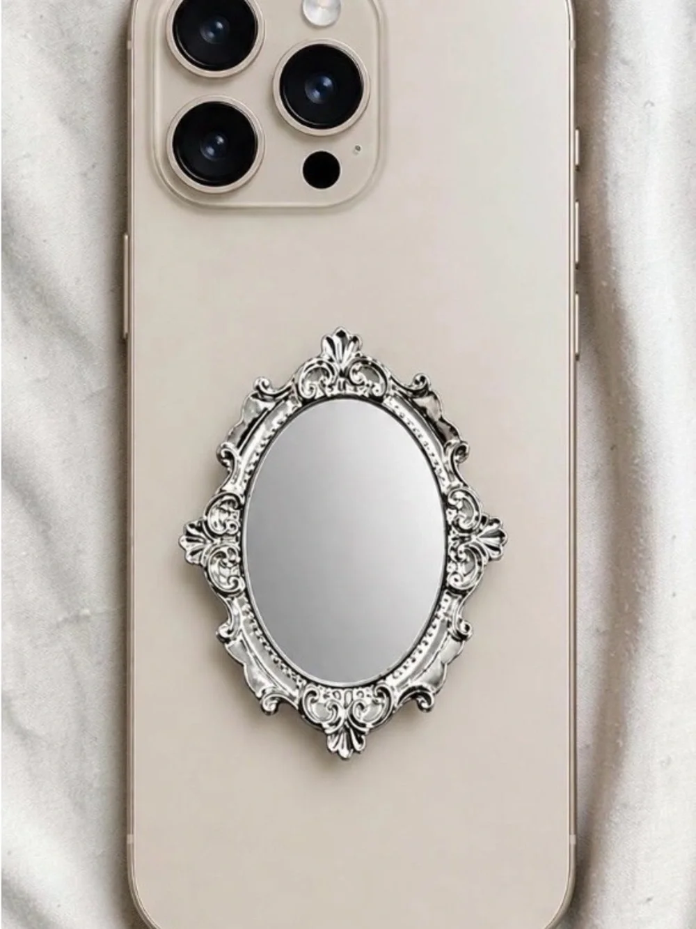 Silver Ornate Mirror Phone Grip PopSocket Vanity Coquette Baroque Aesthetic
